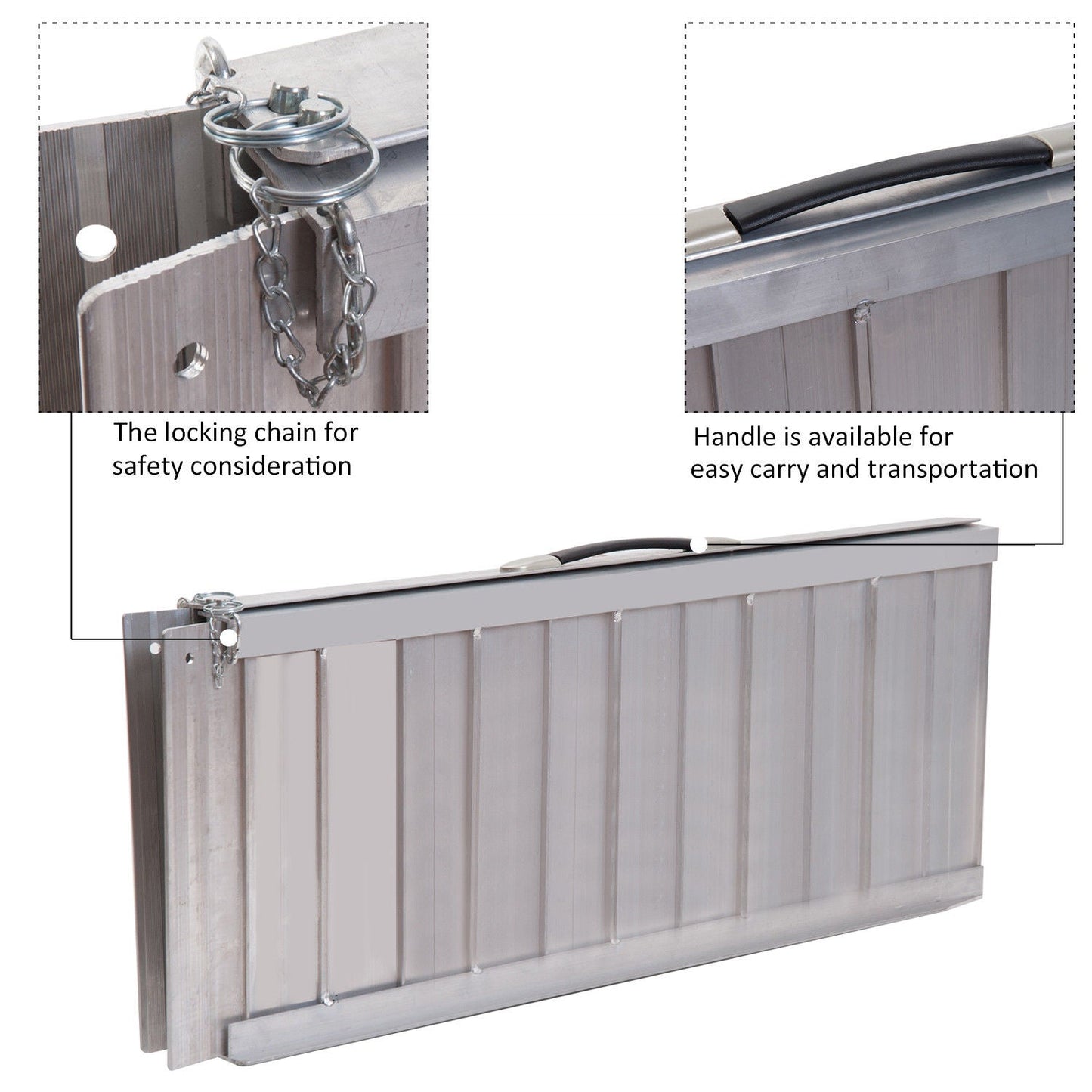 Folding Aluminum Ramp Wheelchairs/Scooters/Pet Mobility Ramp W/Handle 38.5"