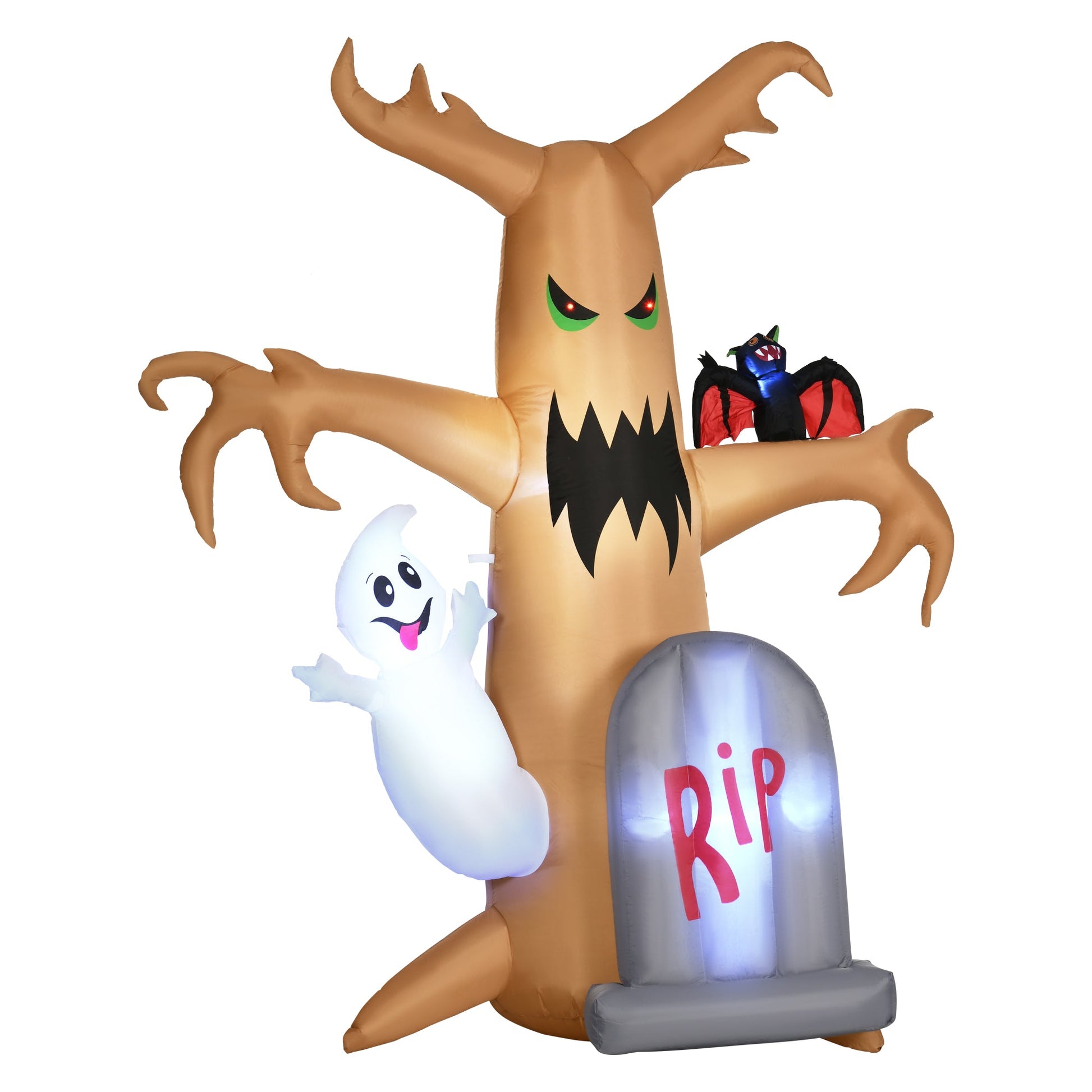 8ft Inflatable Halloween Ghost Tree with White Ghost and Tombstone Primary Image