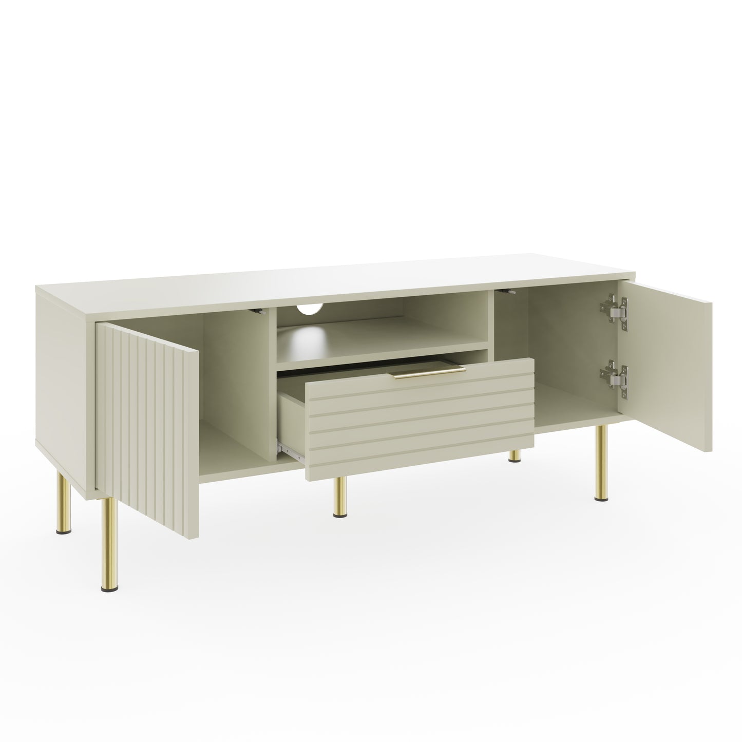 Nervata TV Unit White & Gold 1 Shelf 1 Drawer 2 Doors