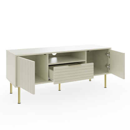 Nervata TV Unit White & Gold 1 Shelf 1 Drawer 2 Doors