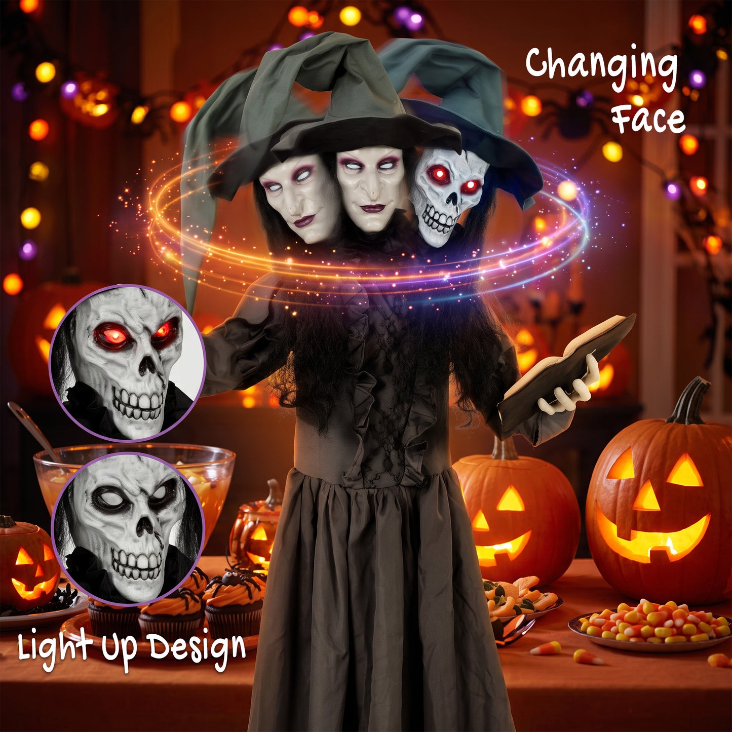 Animated Witch Halloween Decoration - 180cm