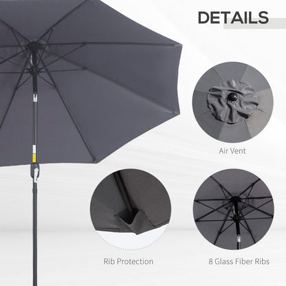 2.7M Patio Sun Umbrella Parasol Tilt Shade Shelter Canopy Aluminium Frame