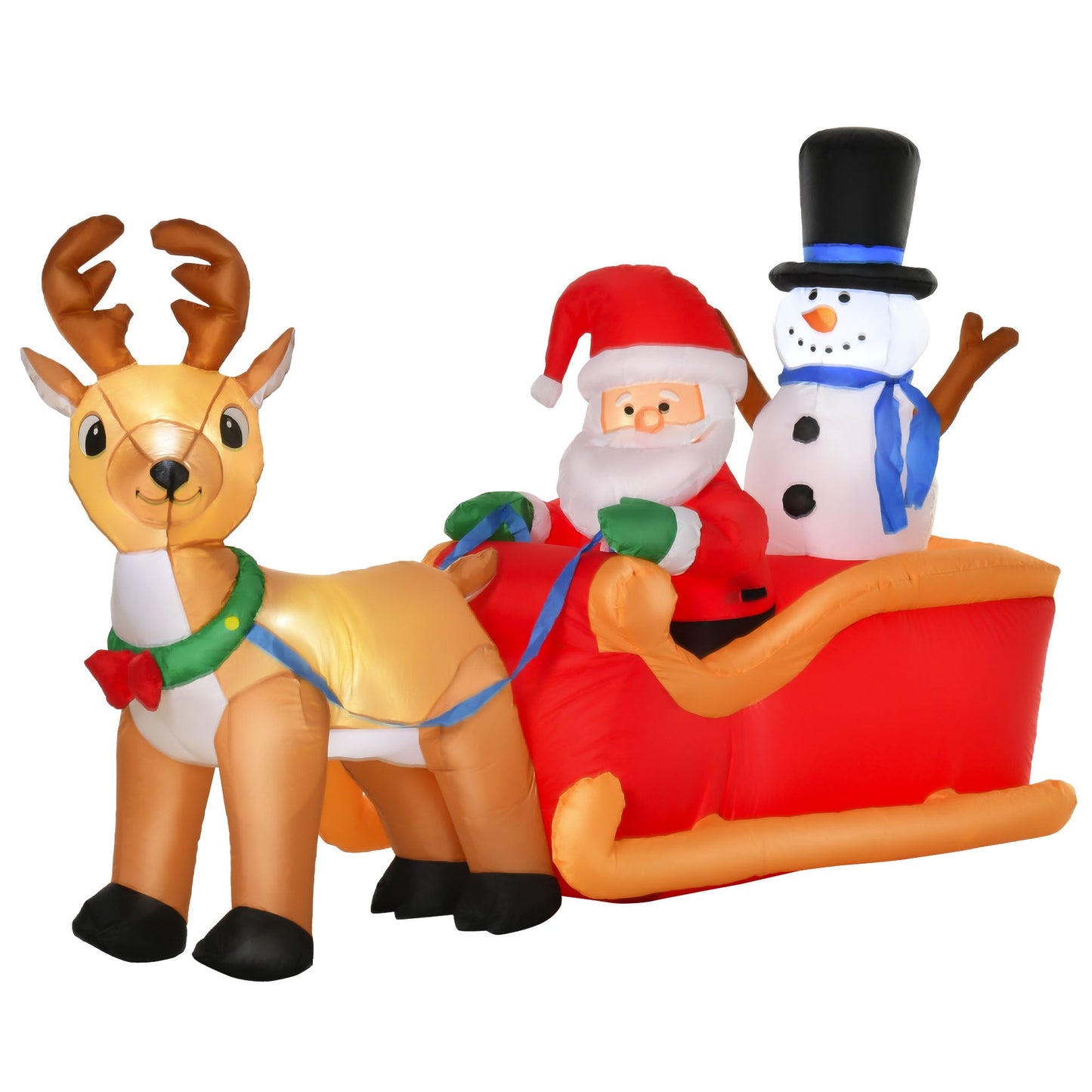 4ft Christmas Inflatable Santa Claus on Sleigh Deer Primary Image