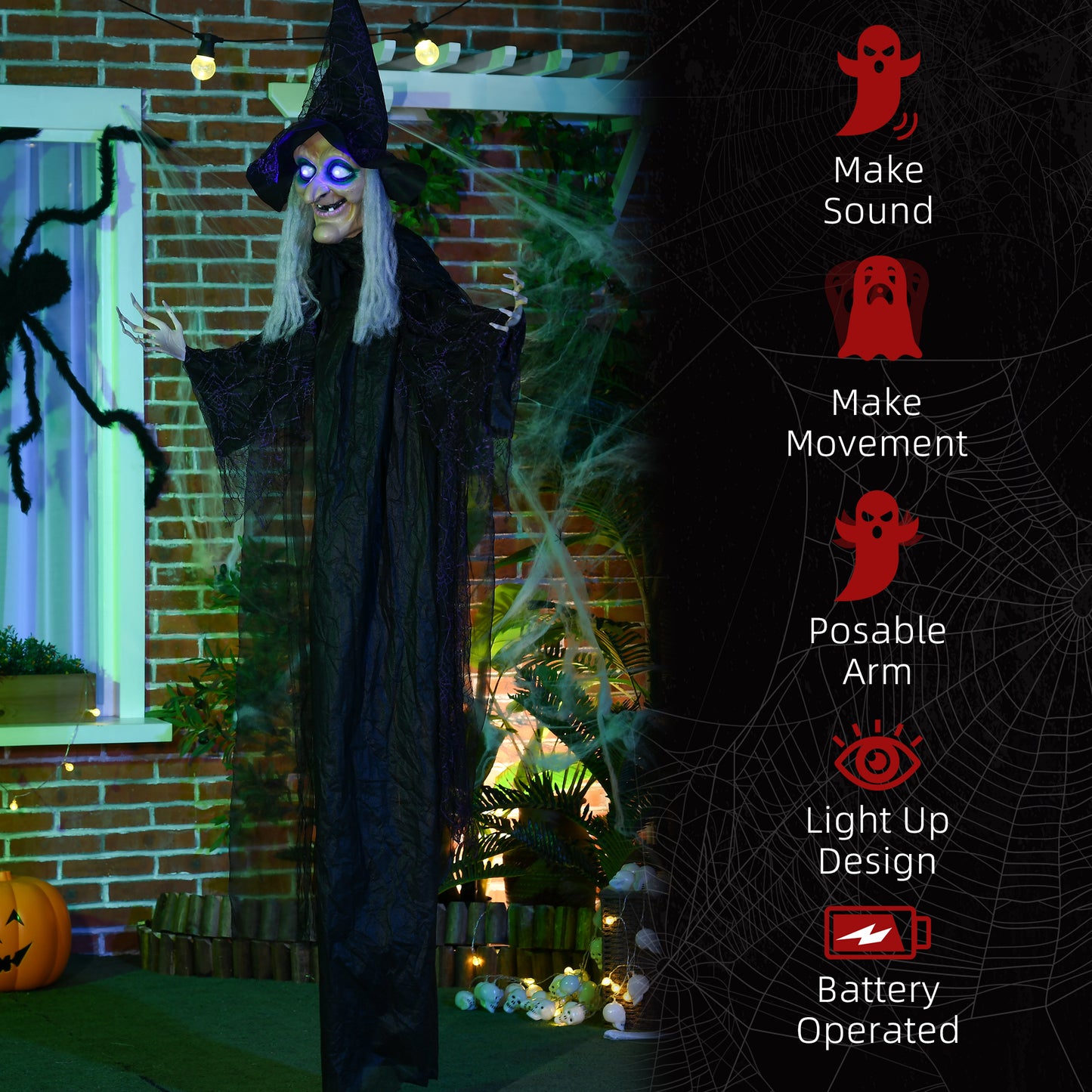Animated Witch Halloween Decoration - 183cm