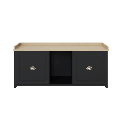 Lancaster Large Shoe Storage Black 2 Doors 7 Shelves