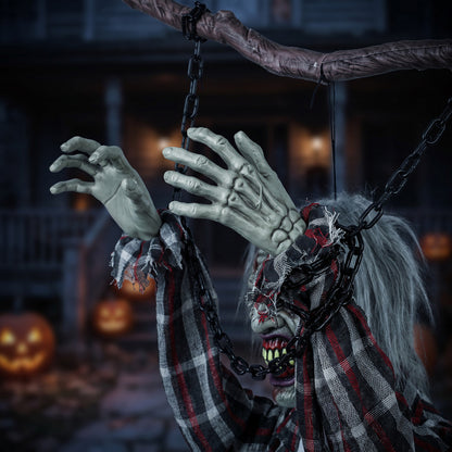 Animated Hanging Zombie Halloween Decoration - 110cm