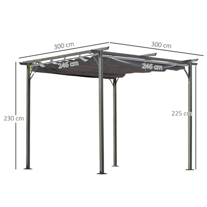 3 x 3M Metal Pergola with Retractable Roof