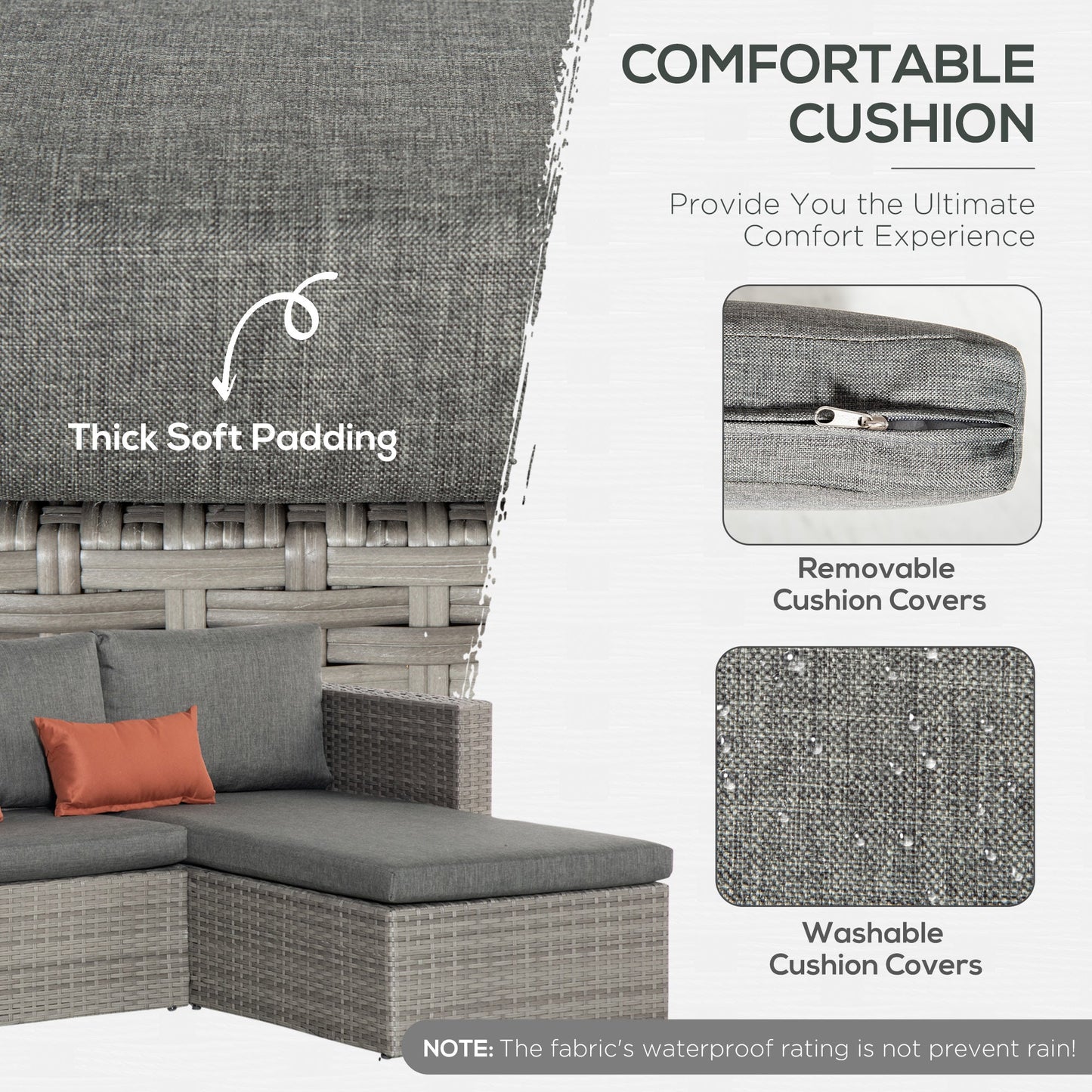 3-Pieces Outdoor PE Rattan Sofa Set