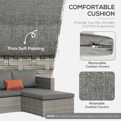3-Pieces Outdoor PE Rattan Sofa Set