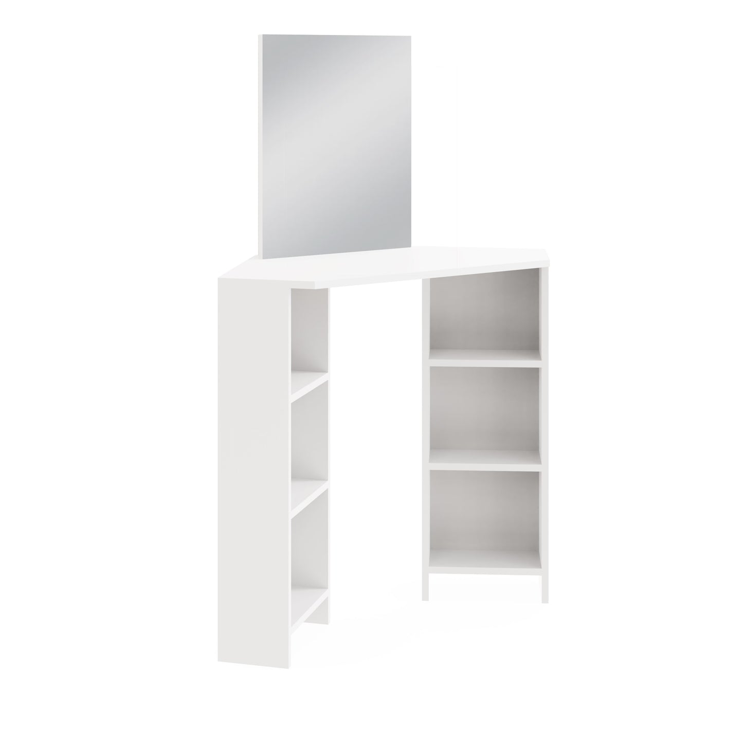Frances Tall Dressing Table White 6 Shelves