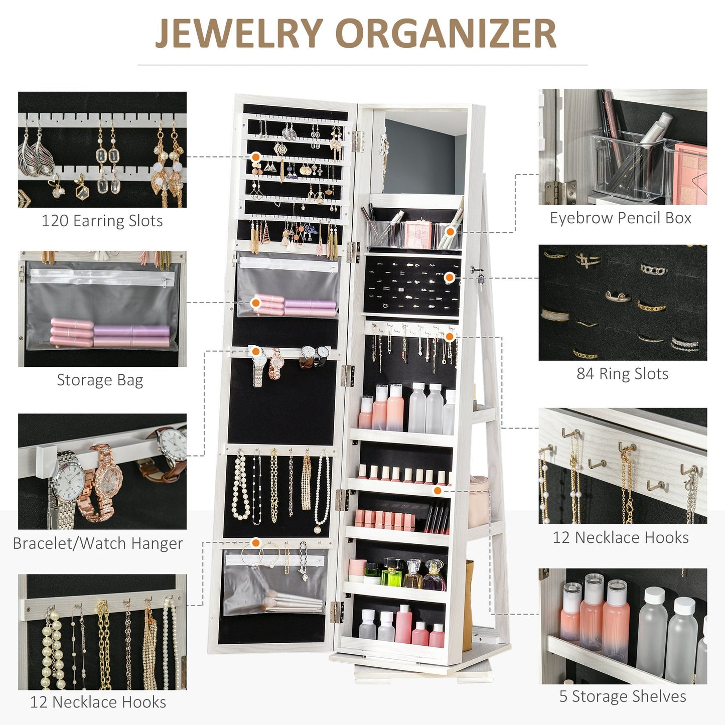 360° Swivel Jewellery Cabinet