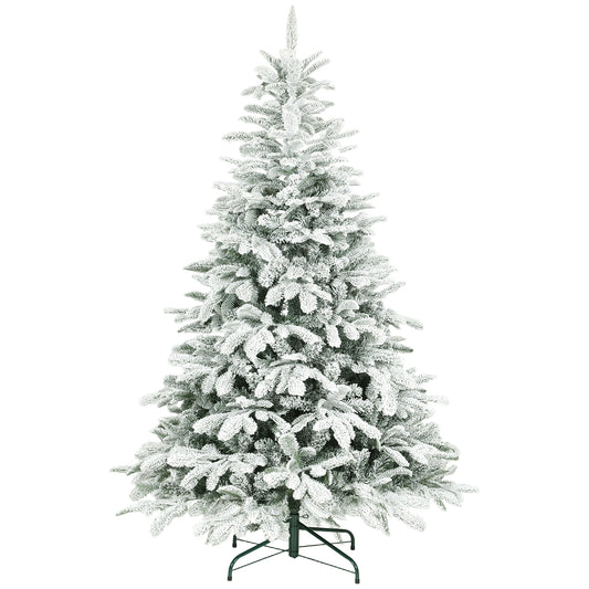6ft Christmas Tree Artificial - White Frosted Green  1182 Tips