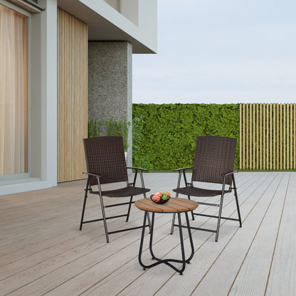 2-Piece Rattan Chair Garden Furniture Wicker Foldable Chair Steel Frame for Backyard Poolside Garden