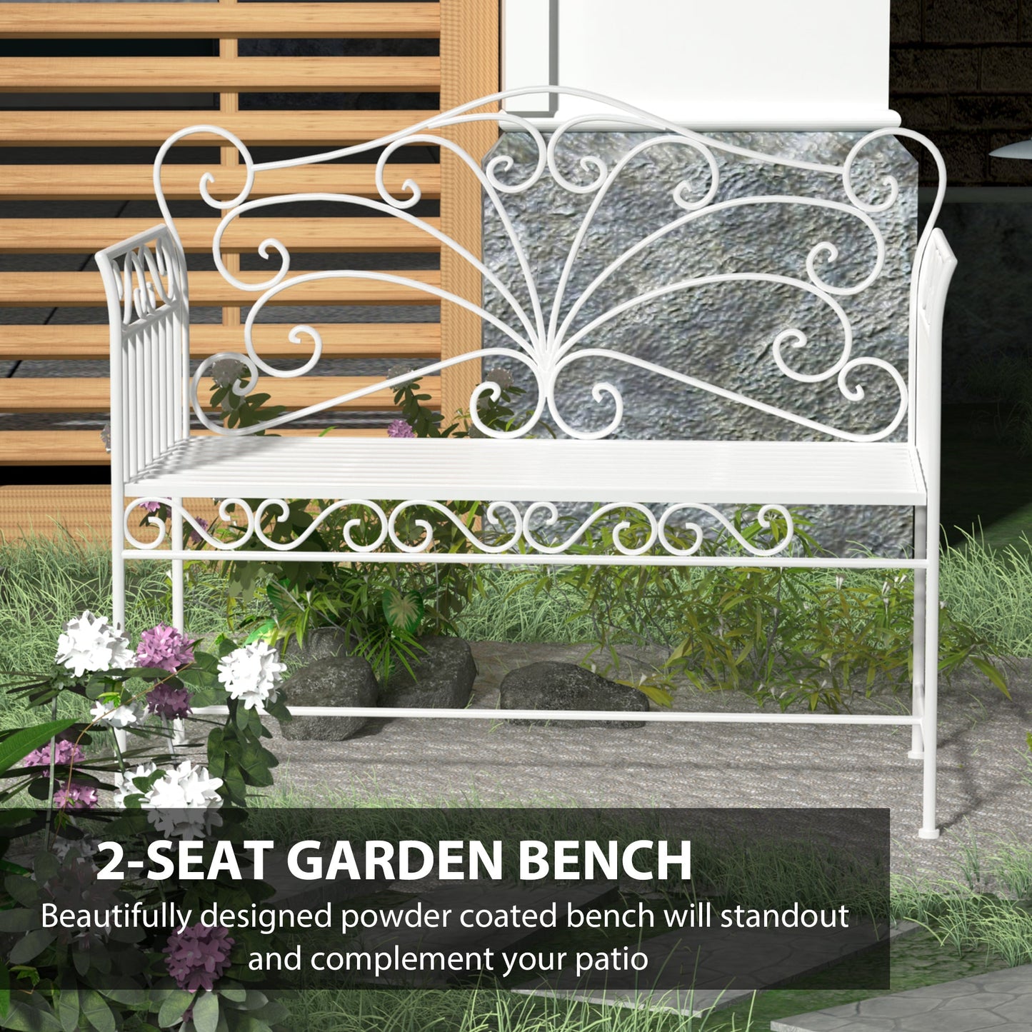 Heavy-Duty Garden Bench-White