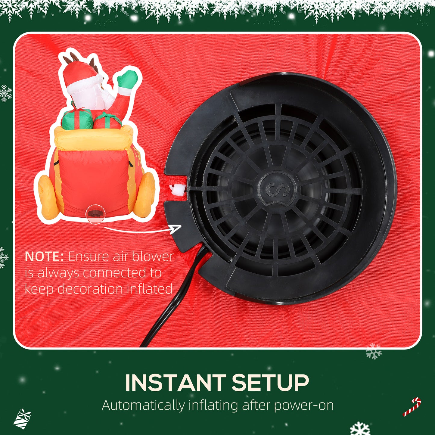 Santa Sleigh Inflatable Christmas Decoration - 240cm