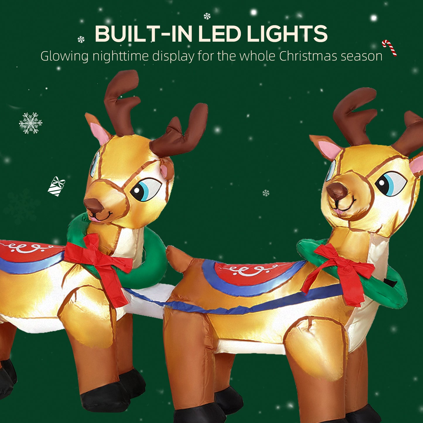 Santa Sleigh Inflatable Christmas Decoration - 240cm