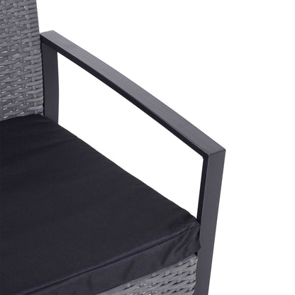 2 Seater Rattan Patio Set W/ Cushions-Grey/Black