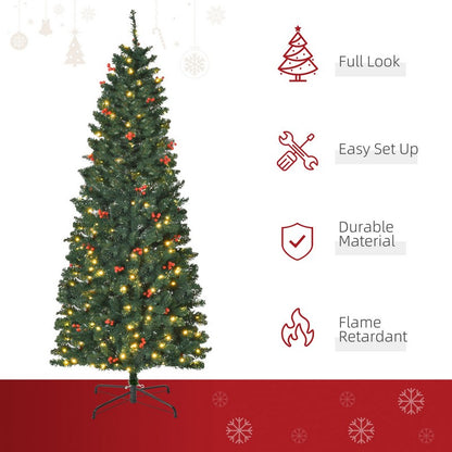 6FT Prelit Artificial Pencil Christmas Tree with Warm White LED Light