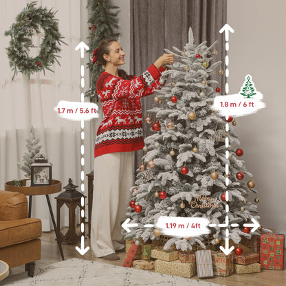 6ft Christmas Tree Artificial - White Frosted Green  1182 Tips