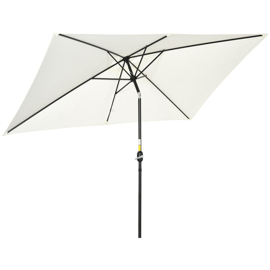 3x2m Patio Parasol Garden Umbrellas Canopy with Aluminum Tilt Crank Rectangular Sun Shade Steel