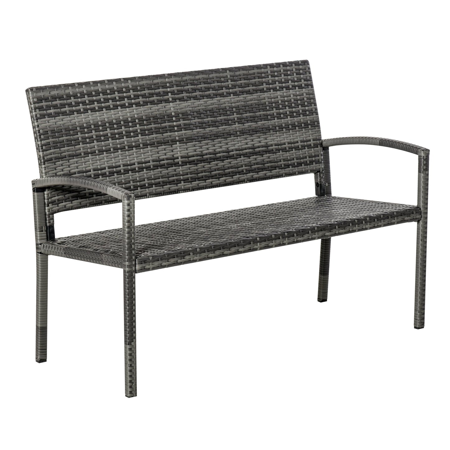 Patio Rattan 2 Seater Garden Bench Wicker Weave Love Seater Armchair Furniture Outdoor Garden Conservatory Chair Grey
