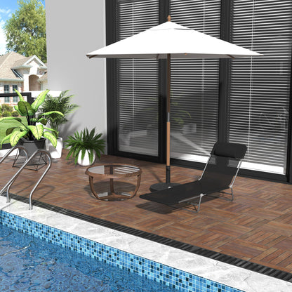 Garden Recliner Adjustable Sun Lounger-Black Primary Image