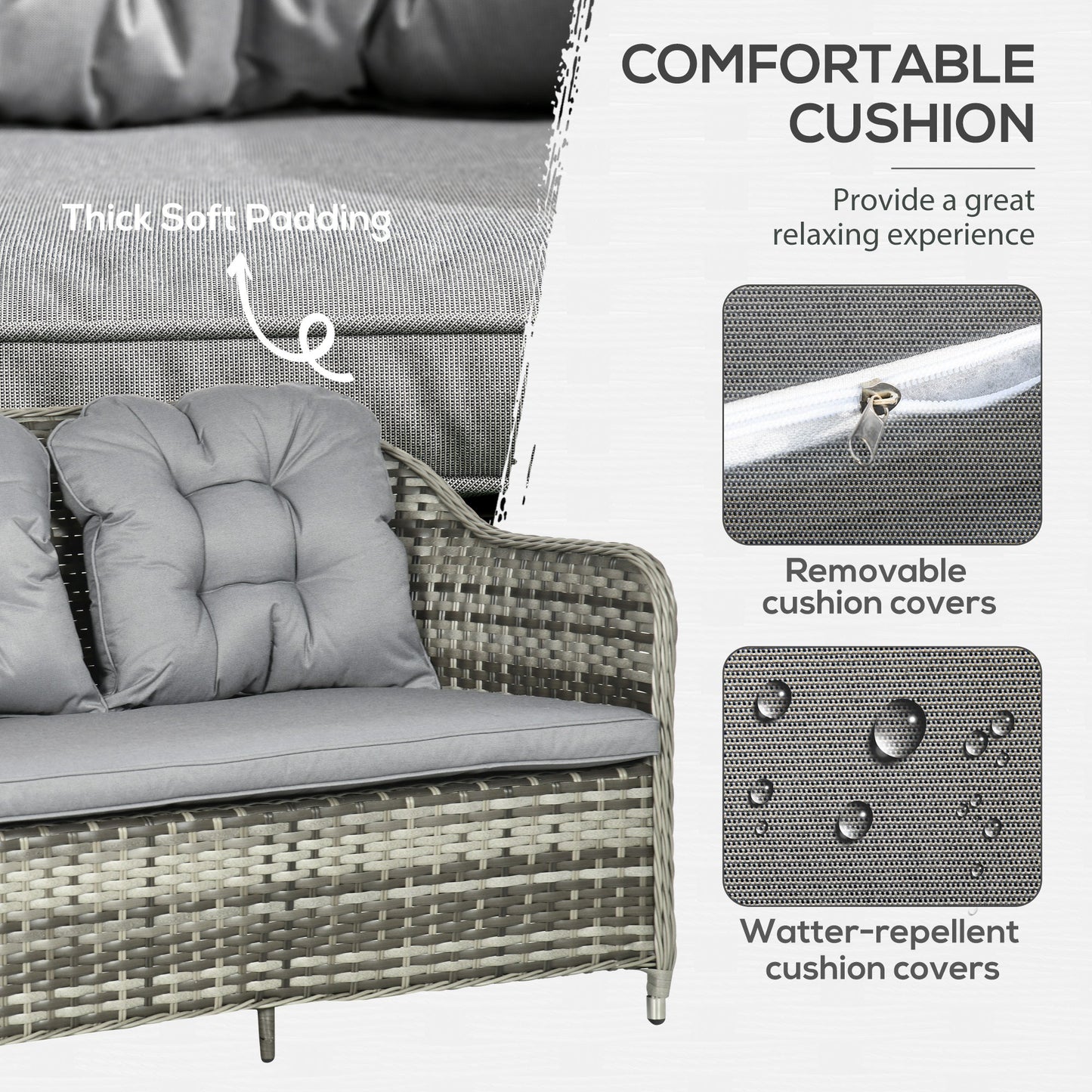 Outsunny 4-Seater PE Rattan Garden Furniture