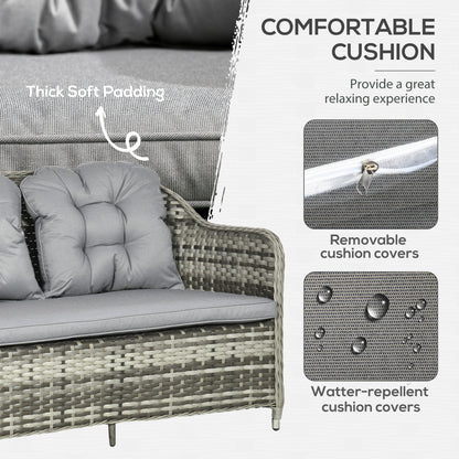 Outsunny 4-Seater PE Rattan Garden Furniture