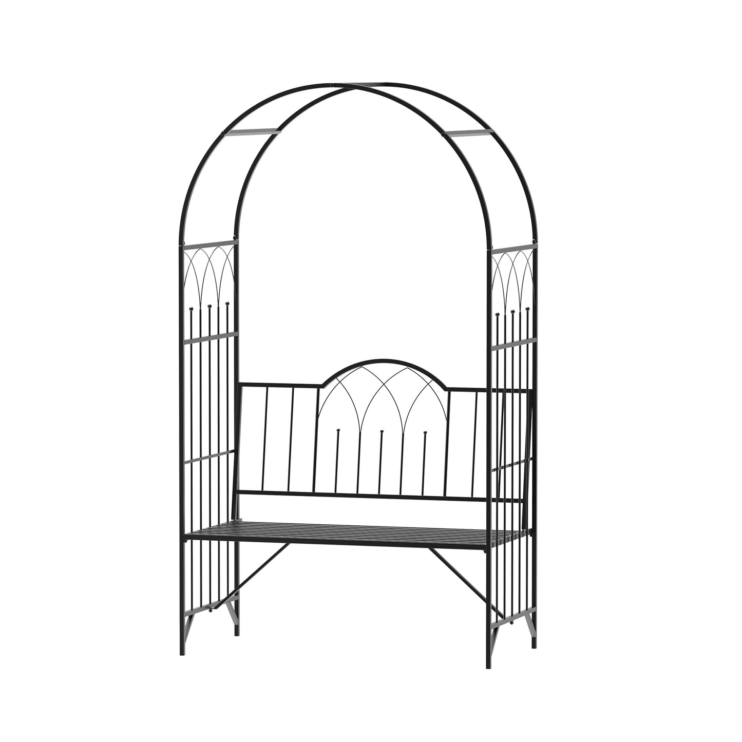 Garden Metal Arch Bench Outdoor Patio Rose Trellis Arbour Pergola for Climbing Plant Antique Style 2 Seater Chair