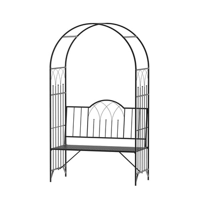 Garden Metal Arch Bench Outdoor Patio Rose Trellis Arbour Pergola for Climbing Plant Antique Style 2 Seater Chair