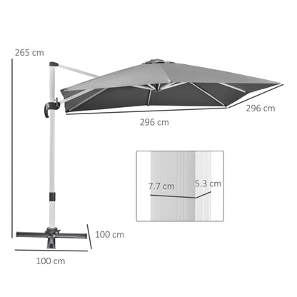Outsunny 3m Square Cantilever Roma Parasol