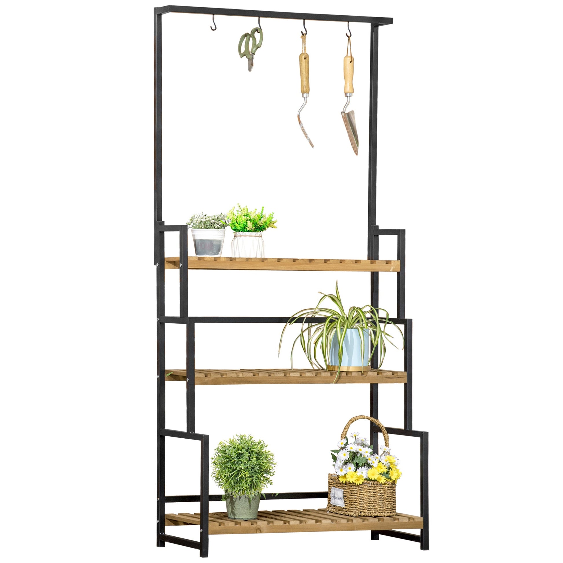 house plant stands uk 3 Tiered Plant Stand with Hanging Hooks