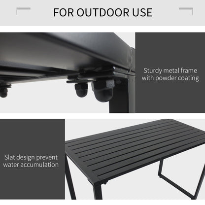 Outdoor 3-Piece Metal Picnic Table and 2 Benches Set Dining Trestle Beer Table Patio Garden Furniture Black