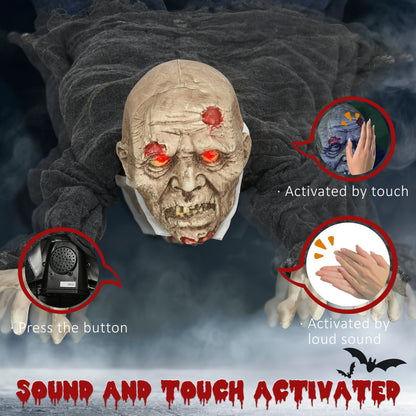 Animated Crawling Zombie Halloween Decoration - 159cm