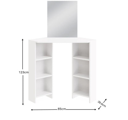 Frances Tall Dressing Table White 6 Shelves