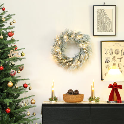 Wreath Christmas Decoration Green with Frosted Pattern - 60cm