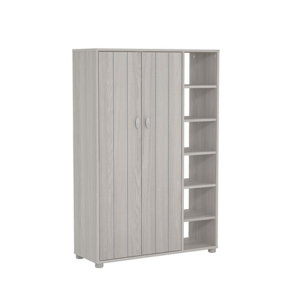 Bideford Tall Shoe Storage Light Grey 2 Doors 12 Shelves Primary Image
