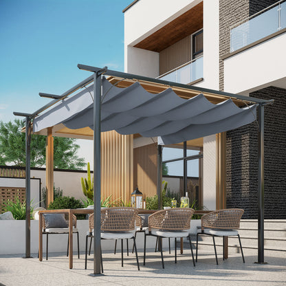 3 x 3M Metal Pergola with Retractable Roof