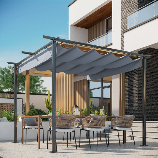 3 x 3M Metal Pergola with Retractable Roof