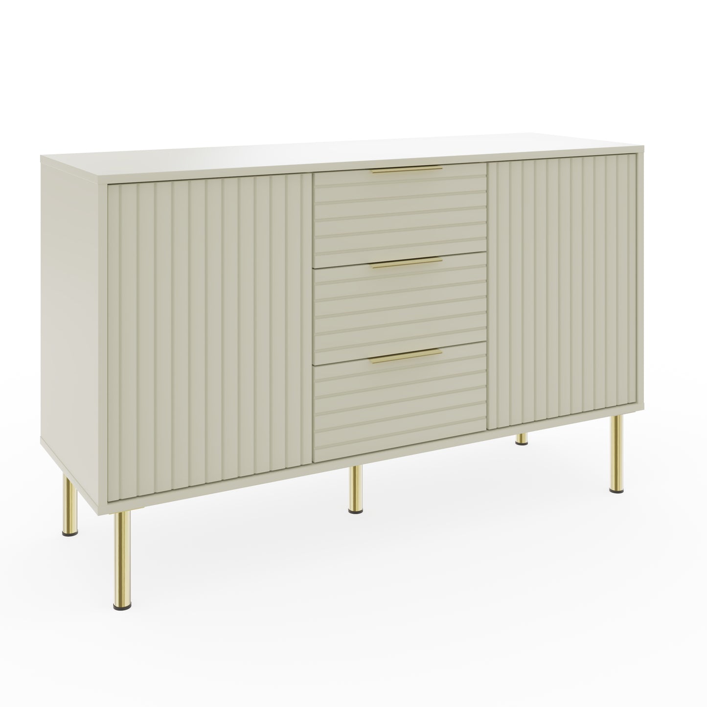 Nervata Large Sideboard White & Gold 2 Doors 4 Shelves 3 Drawers Primary Image