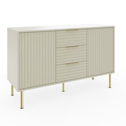 Nervata Large Sideboard White & Gold 2 Doors 4 Shelves 3 Drawers Primary Image