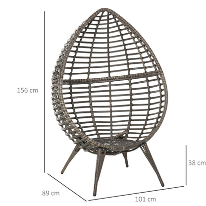 Teardop PE Wicker Rattan Chair w/ Thick Cushions 4 Legs Outdoor Seat Egg Garden