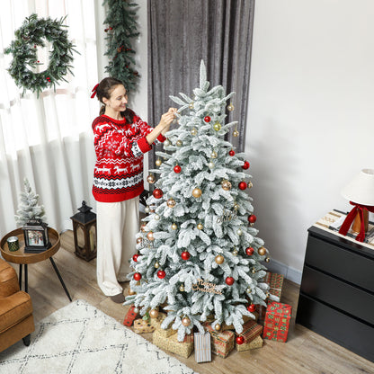 6ft Christmas Tree Artificial - White Frosted Green  1182 Tips