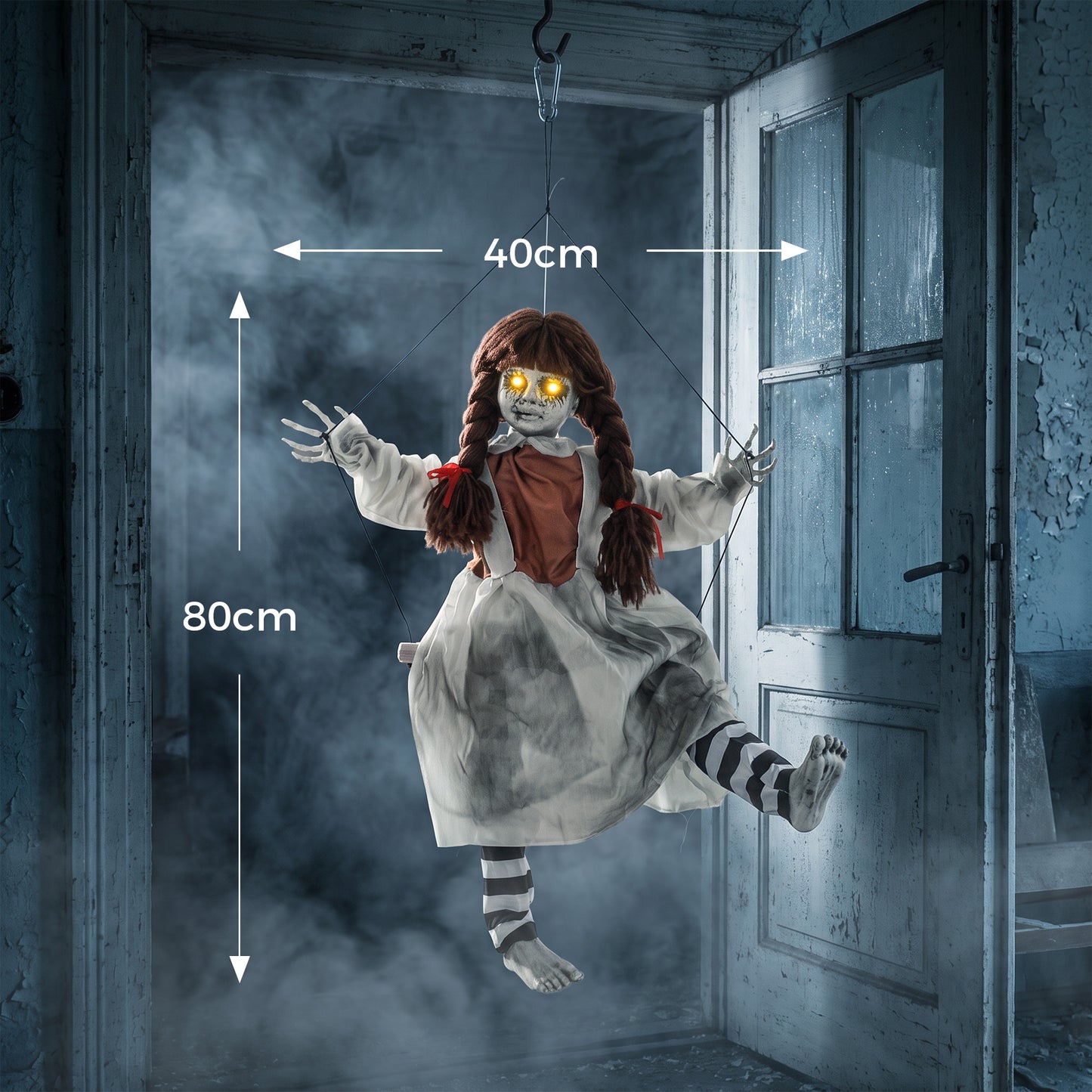 Animated Swinging Girl Halloween Decoration - 80cm
