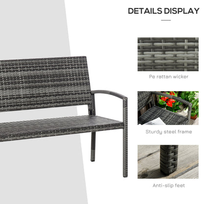 Patio Rattan 2 Seater Garden Bench Wicker Weave Love Seater Armchair Furniture Outdoor Garden Conservatory Chair Grey