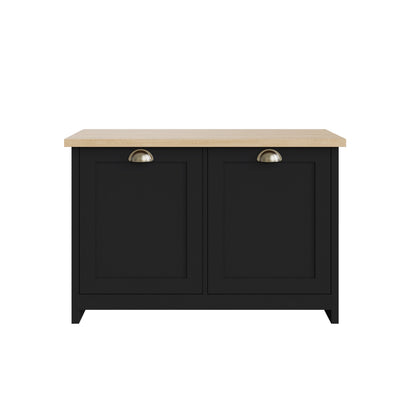 Lancaster Shoe Storage Black & Oak 2 Doors 4 Shelves