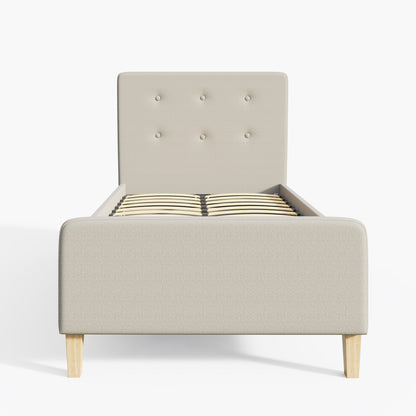 Ashbourne Single Ottoman Bed Wood & Fabric Natural 3 x 7ft