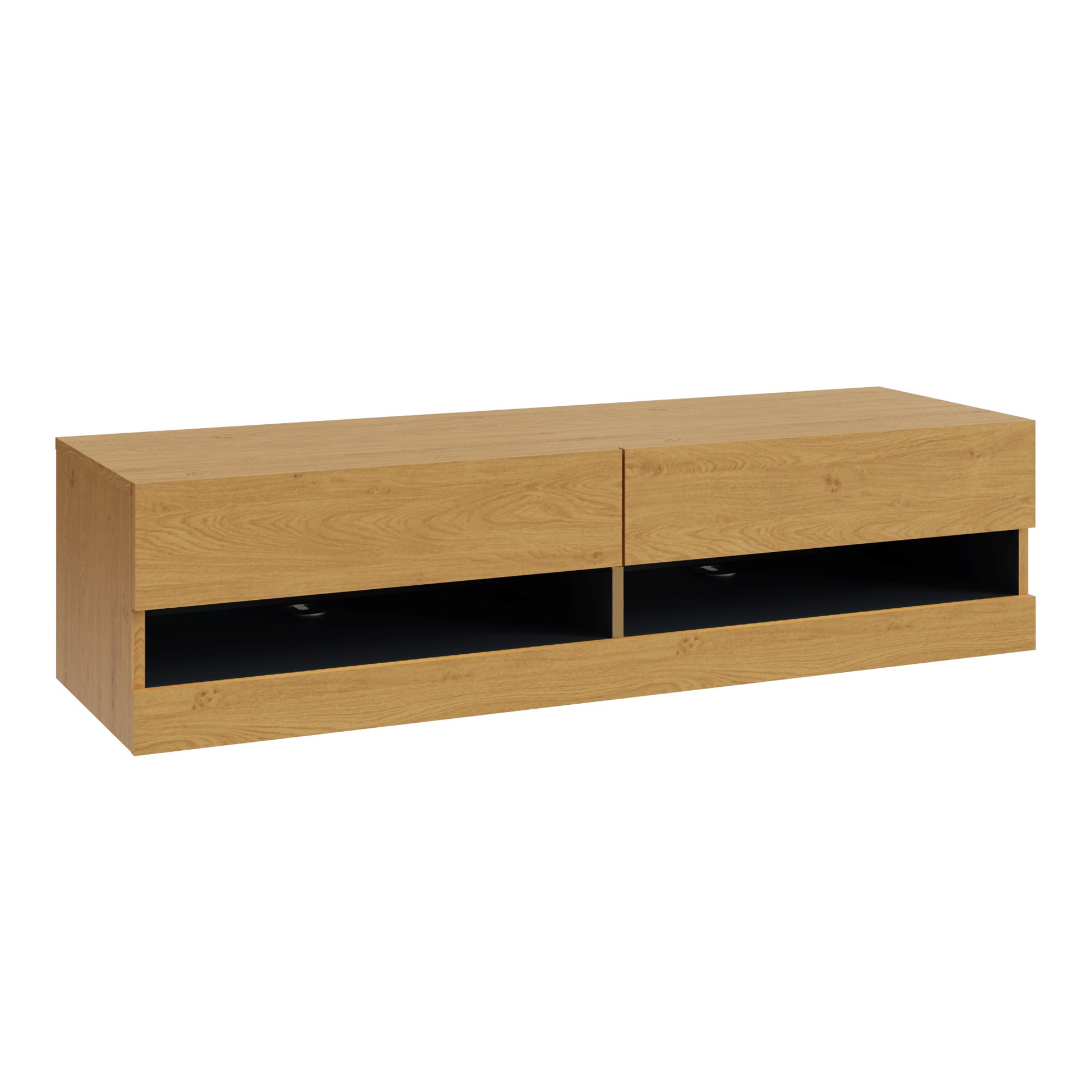 Leon TV Unit Oak 2 Shelves 2 Drawers Primary Image