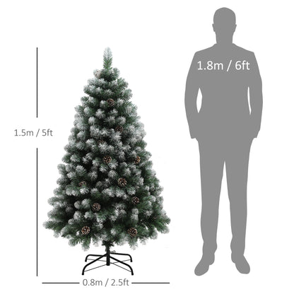 5ft Pinecone Christmas Tree Artificial - White Frosted Green  489 Tips