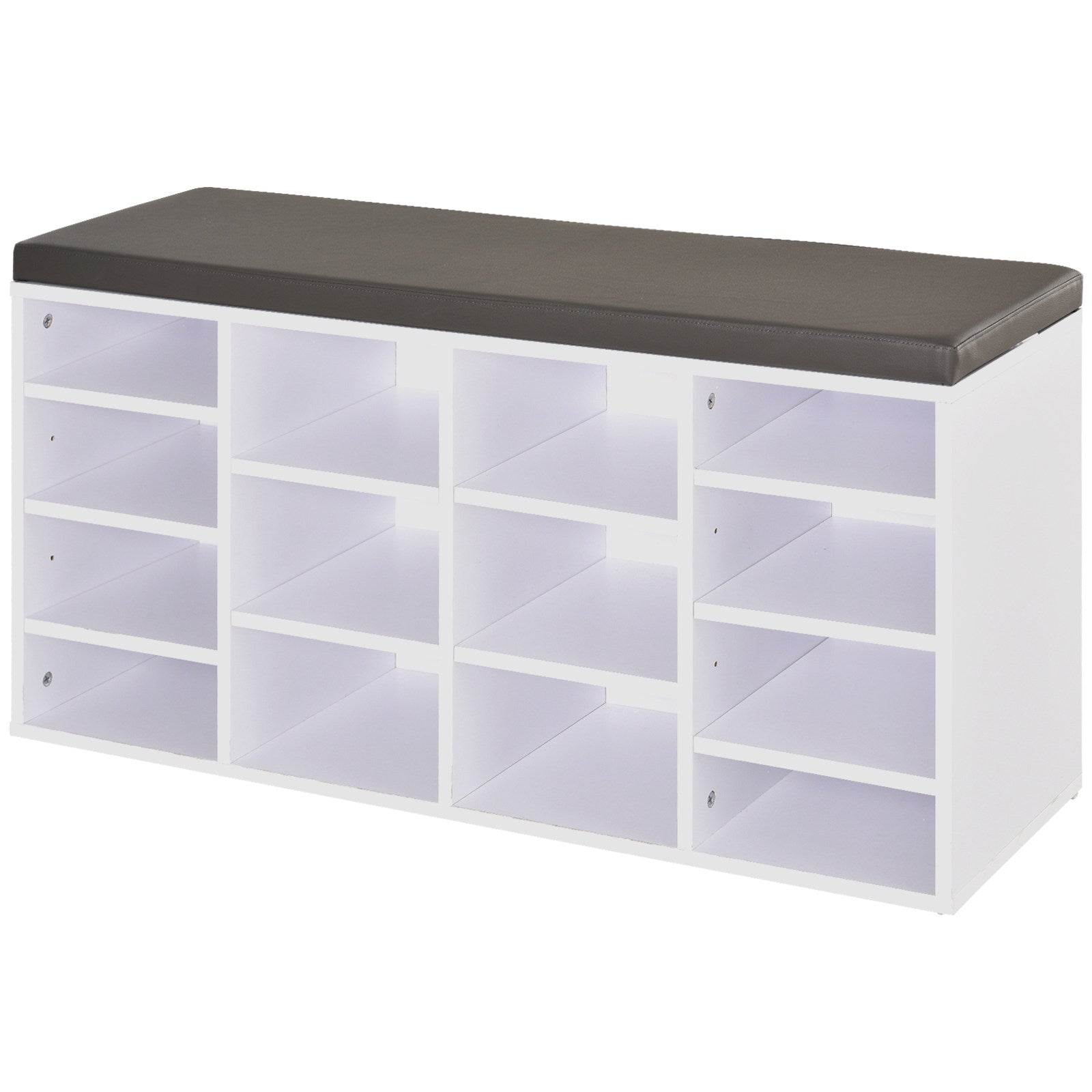 Multi-Storage Shoe Rack w/ 14 Compartments Cushion Moving Shelves Solid ...